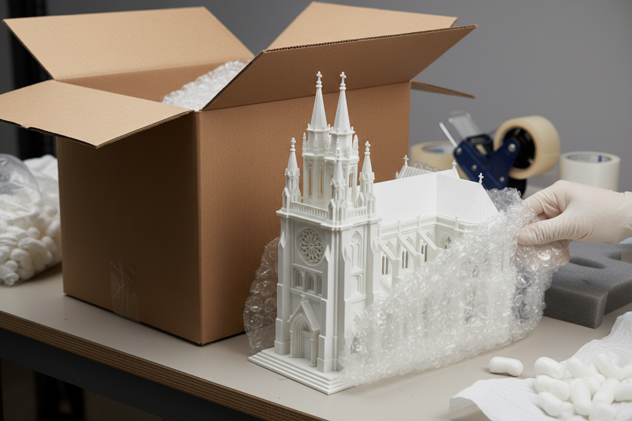 make the model smaller and spray painted matt white. using a historical peice of archtecture